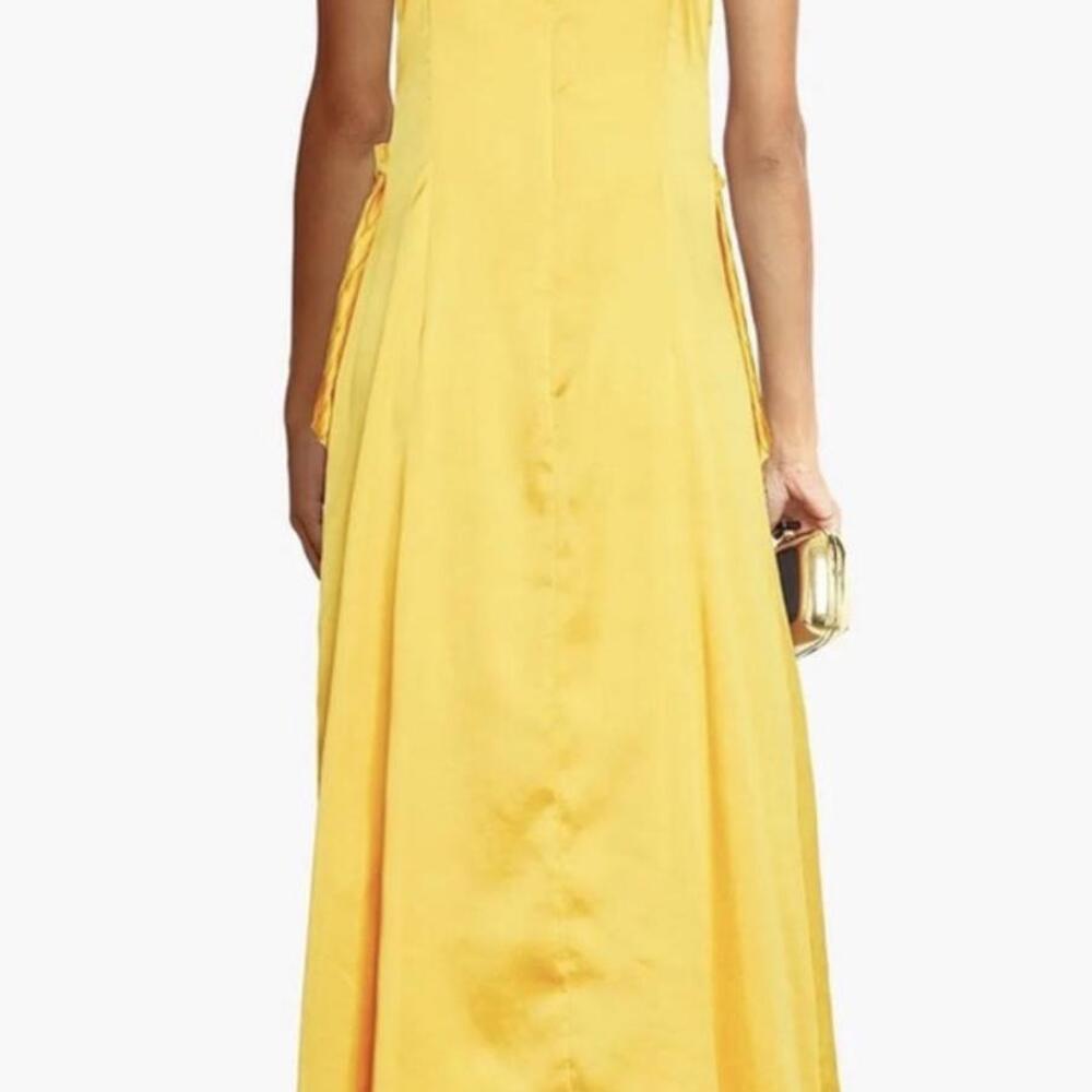 AMUR Leena Cami Satin Slip Pleated Ruffle Midi Dress NWT - Picture 5 of 12